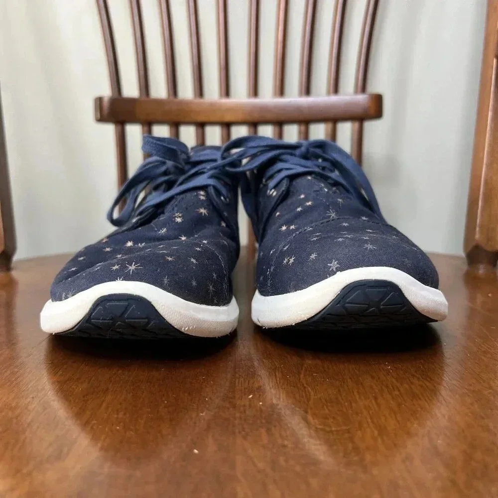 Toms Del Rey Navy Blue With Stars Sneakers size 9 Comfy Astrology Outerspace